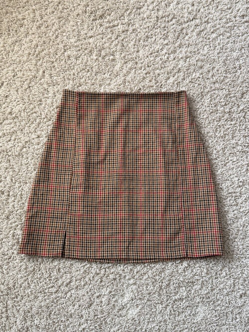 Brandy Melville John Galt Plaid Cara Mini Skirt Brown